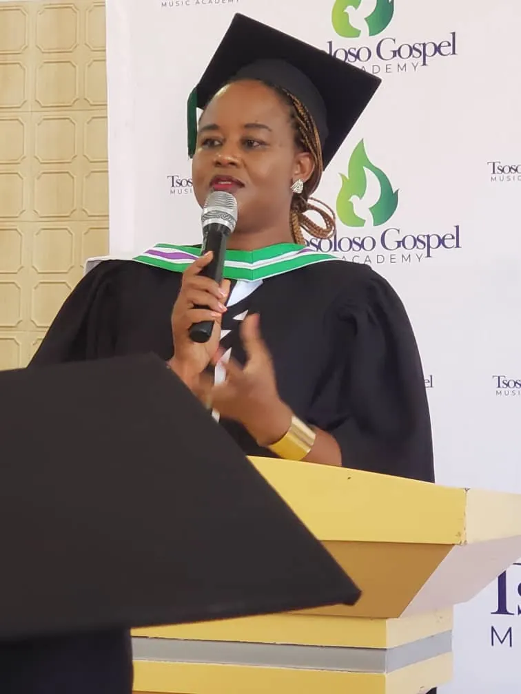 A graduating student delivering an address at the TGMA graduation ceremony